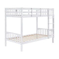Karl Home White Bunk Bed Twin Over Twin with LED Lights and USB Port Charge Station