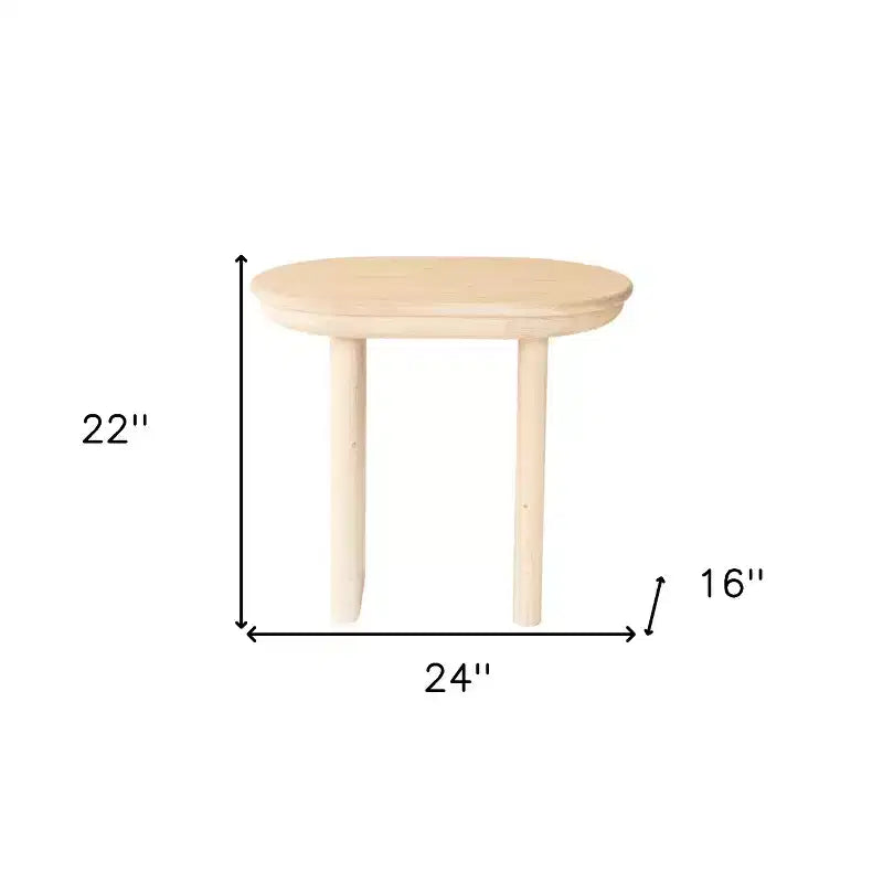 22-Inch Natural Solid Wood Oval Sled End Table