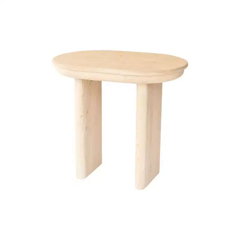 22-Inch Natural Solid Wood Oval Sled End Table