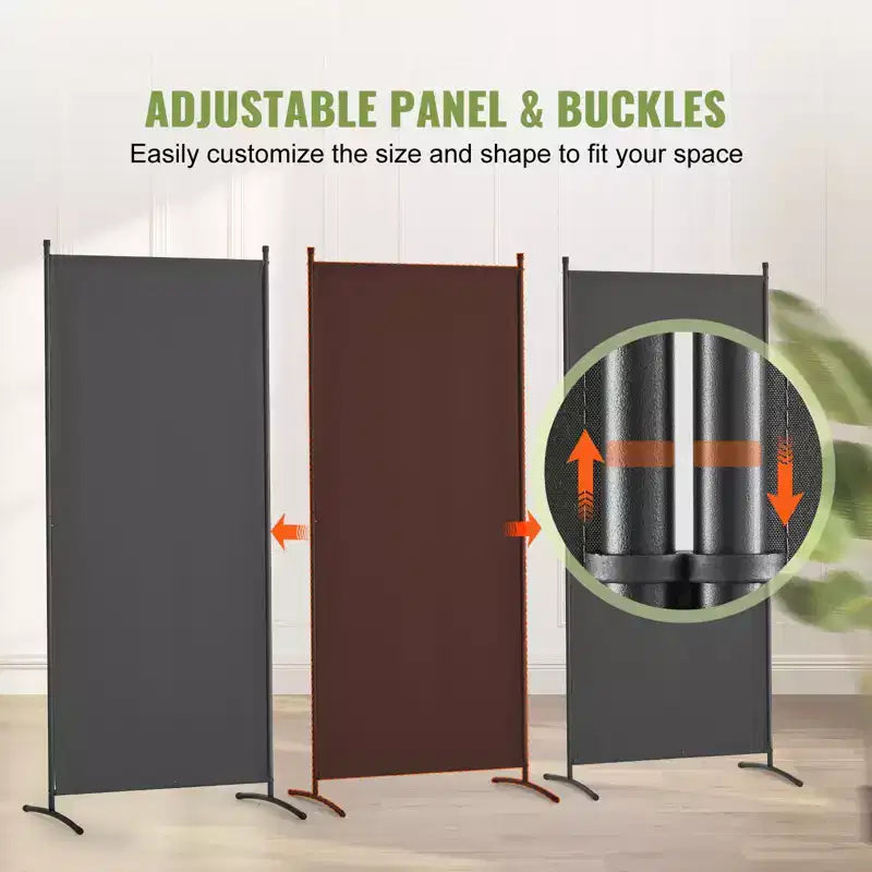 3-Panel Folding Room Divider, Fabric Privacy Screen, Gray