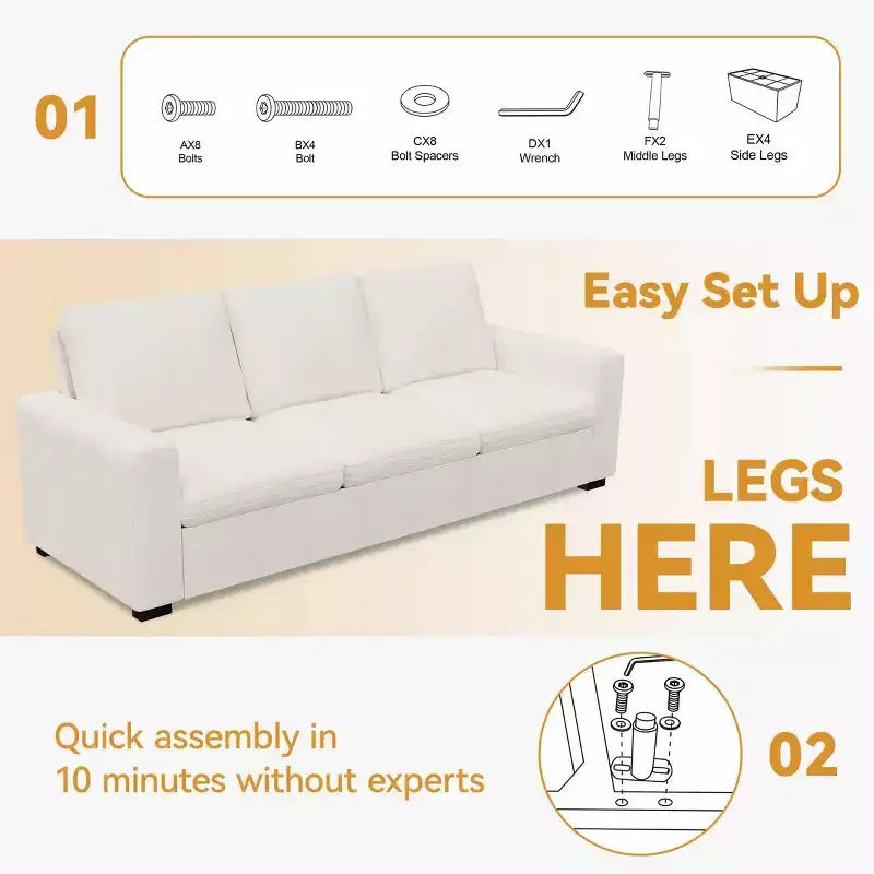 88.97" Modern Deep Seat Sleeper Sofa with 8 Cushions