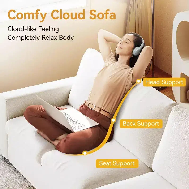 88.97" Modern Deep Seat Sleeper Sofa with 8 Cushions