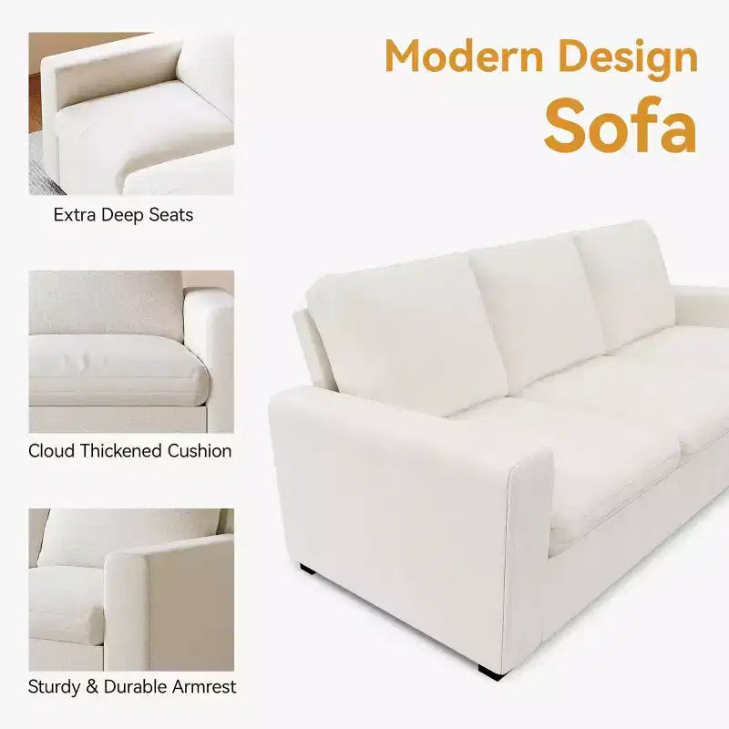 88.97" Modern Deep Seat Sleeper Sofa with 8 Cushions