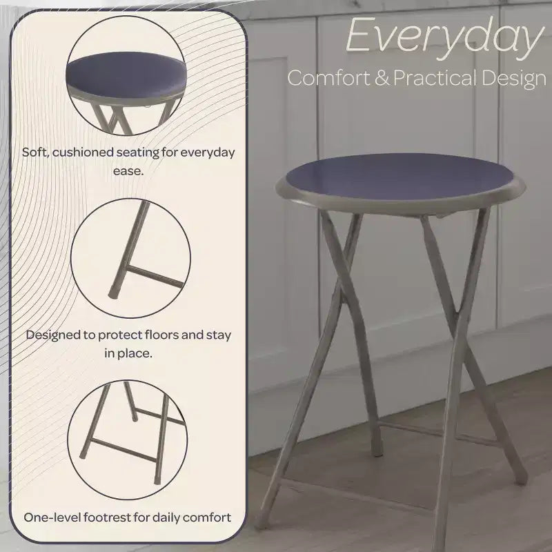 Backless 18-Inch Portable Folding Stool with 225 lb Capacity
