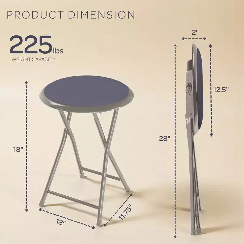 Backless 18-Inch Portable Folding Stool with 225 lb Capacity