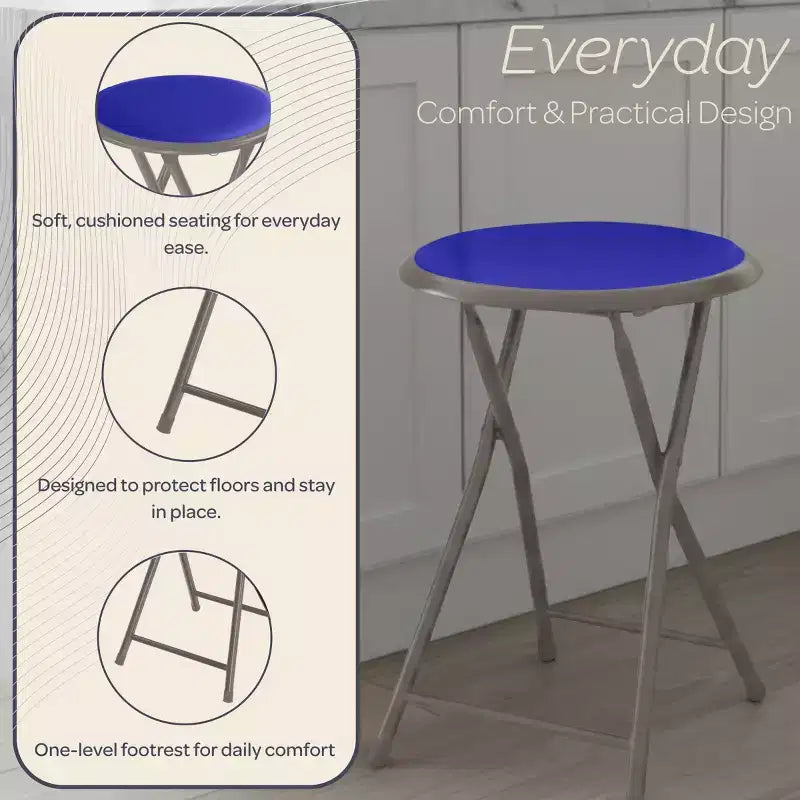 Backless 18-Inch Portable Folding Stool with 225 lb Capacity