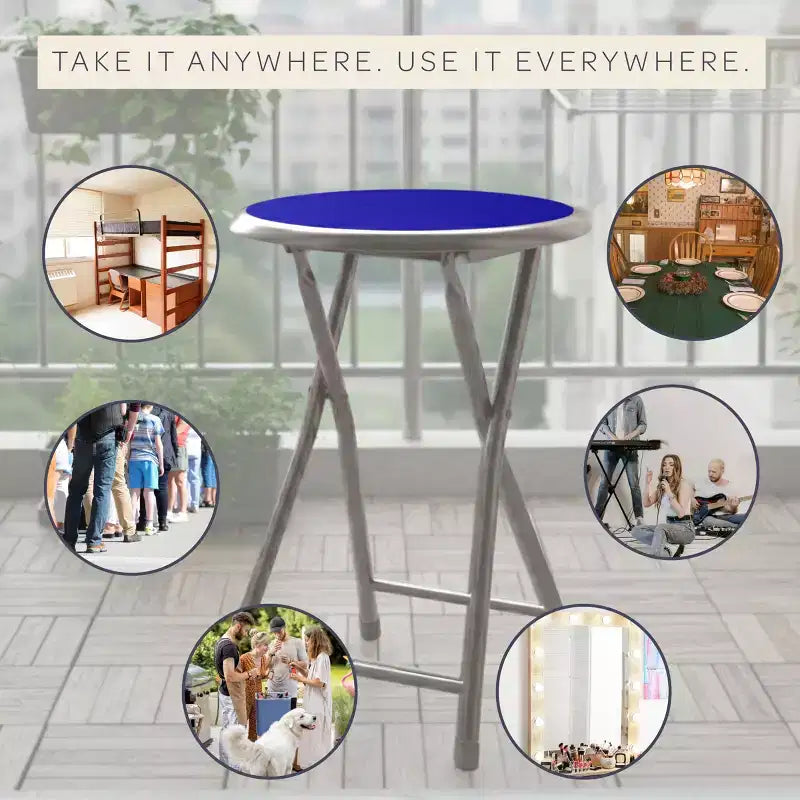 Backless 18-Inch Portable Folding Stool with 225 lb Capacity