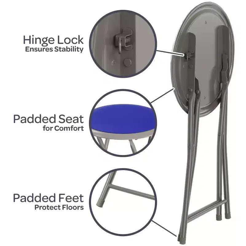 Backless 18-Inch Portable Folding Stool with 225 lb Capacity