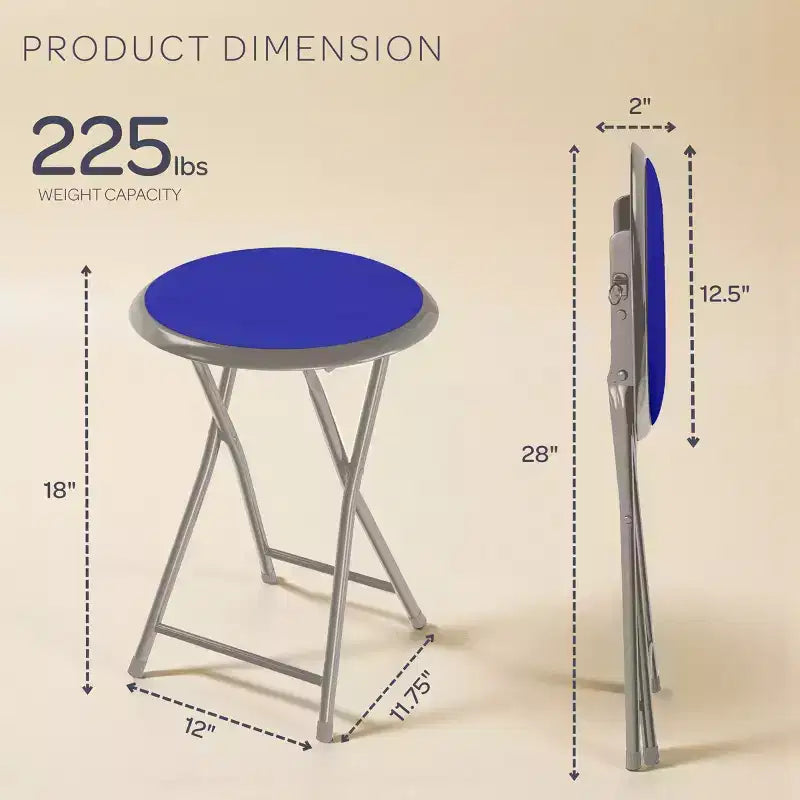 Backless 18-Inch Portable Folding Stool with 225 lb Capacity
