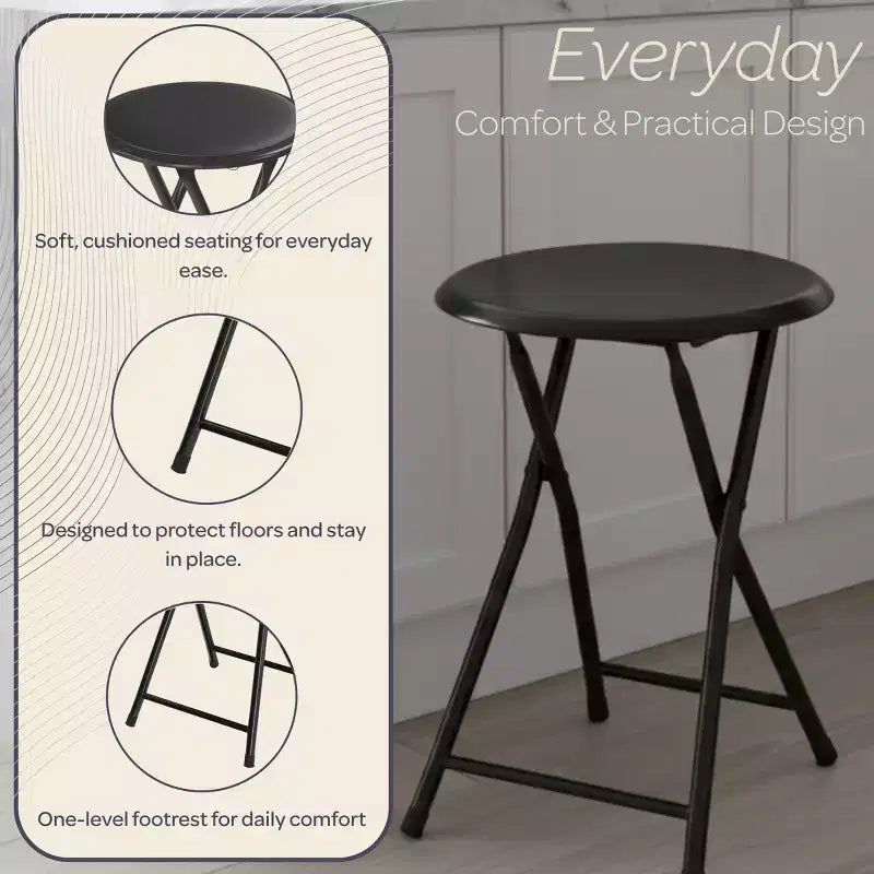 Backless 18-Inch Portable Folding Stool with 225 lb Capacity