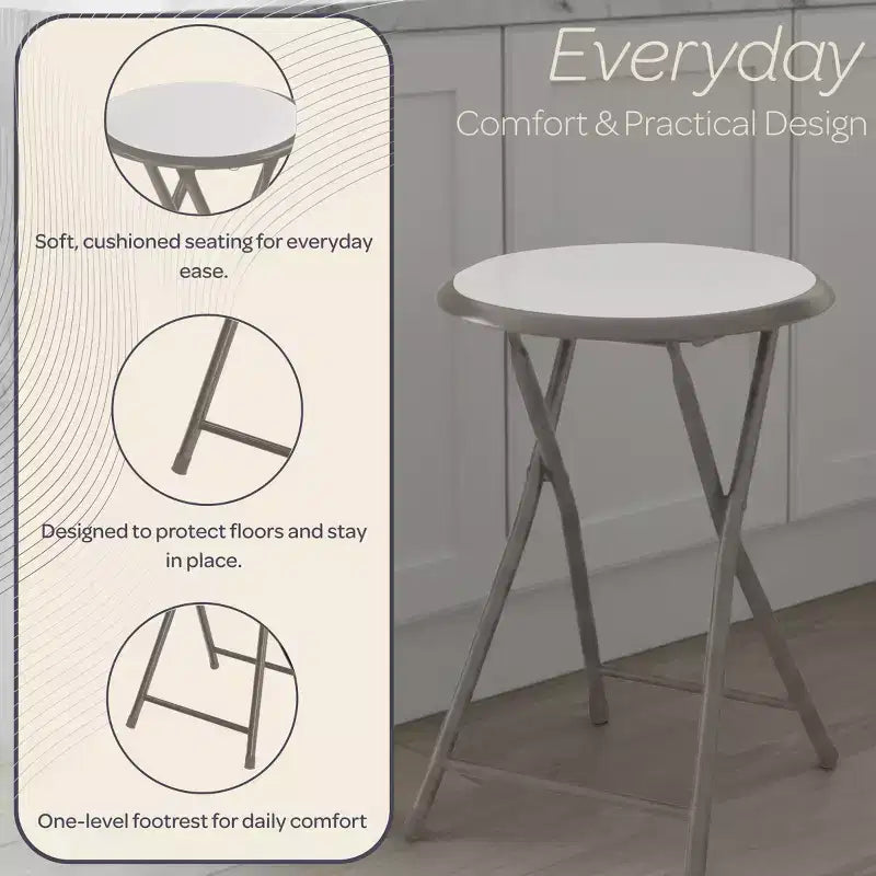 Backless 18-Inch Portable Folding Stool with 225 lb Capacity