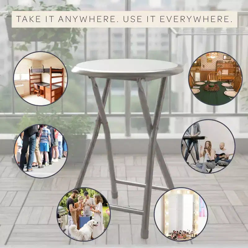 Backless 18-Inch Portable Folding Stool with 225 lb Capacity