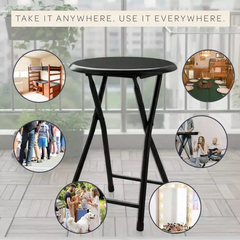 Backless 18-Inch Portable Folding Stool with 225 lb Capacity