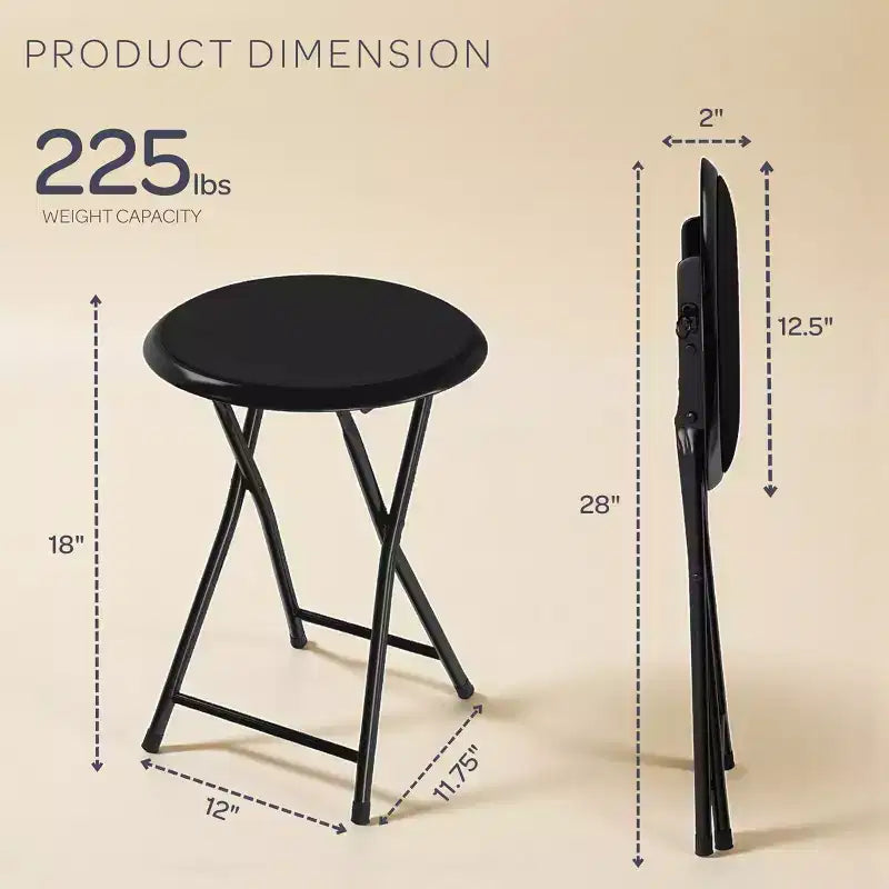 Backless 18-Inch Portable Folding Stool with 225 lb Capacity
