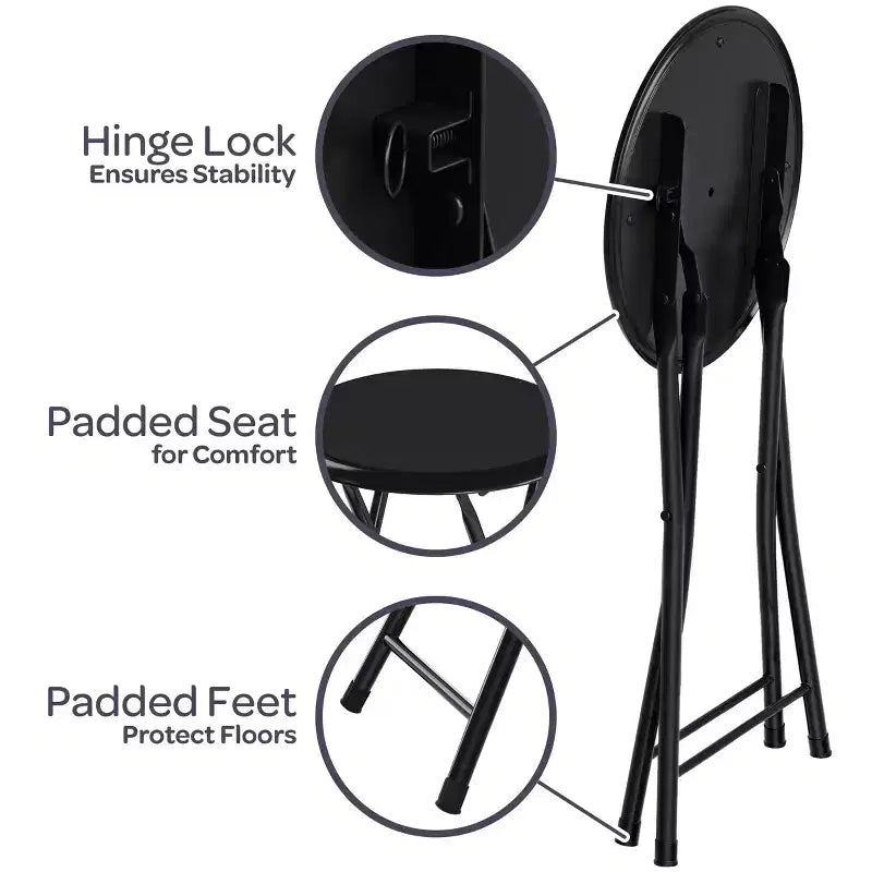 Backless 18-Inch Portable Folding Stool with 225 lb Capacity