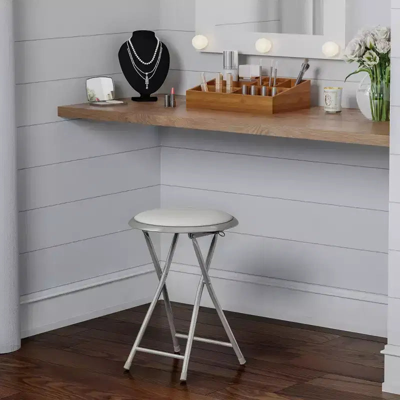 Backless 18-Inch Portable Folding Stool with 225 lb Capacity