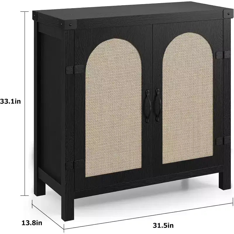 Sideboard with storage functionality, bohemian-style farmhouse sideboard featuring adjustable shelves and handles, suitable for kitchens