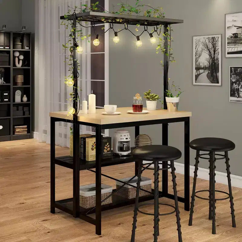 Kitchen Island with Storage, Bakers Rack with Power Outlet, Island Table for Kitchen,3 Tier Microwave Stand Oven Shelf,Large Coffee Bar Table, Storage