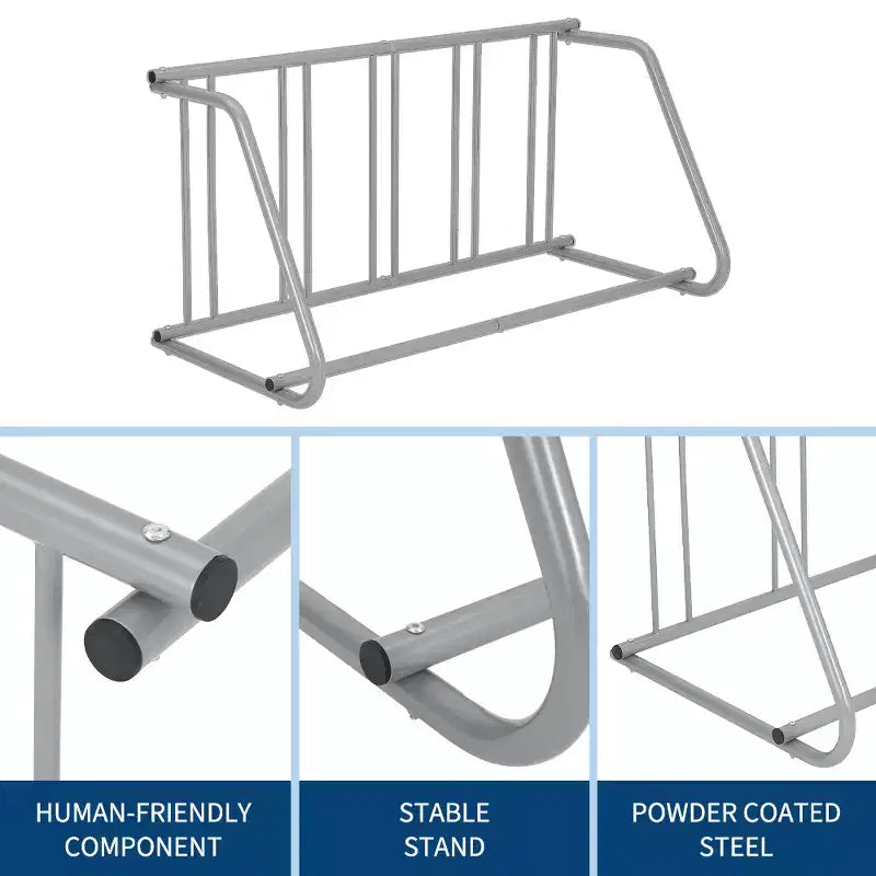 Floor Bike Rack,Single-Side 5-Bike Rack, Grid Bike Rack In Ground,Freestanding Bicycle Floor Parking Stand,Stand Bike Racks for Garages Streets