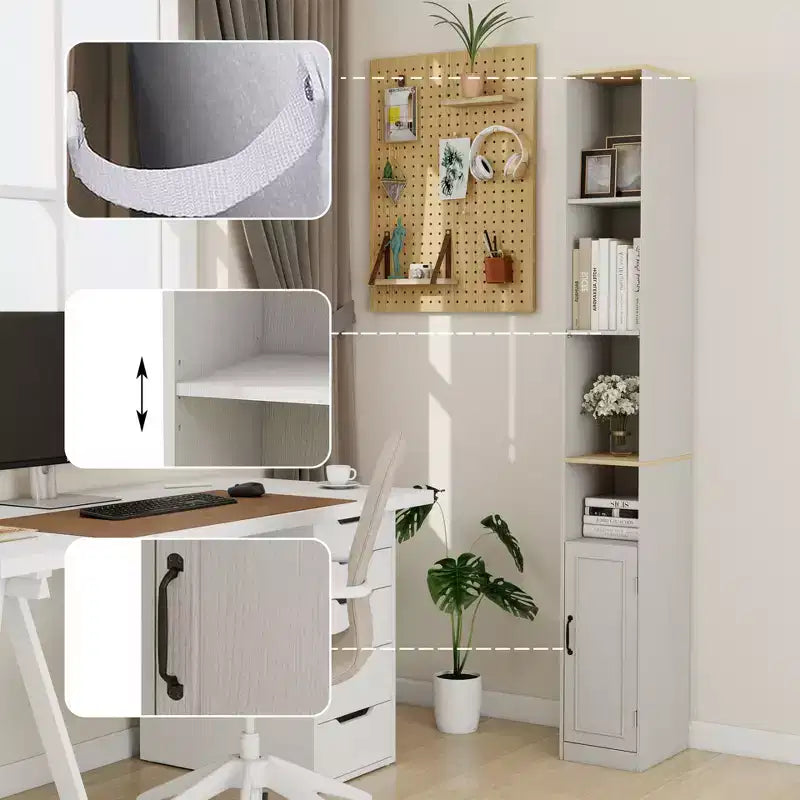 72-Inch Tall Slim Storage Cabinet with Adjustable Shelves