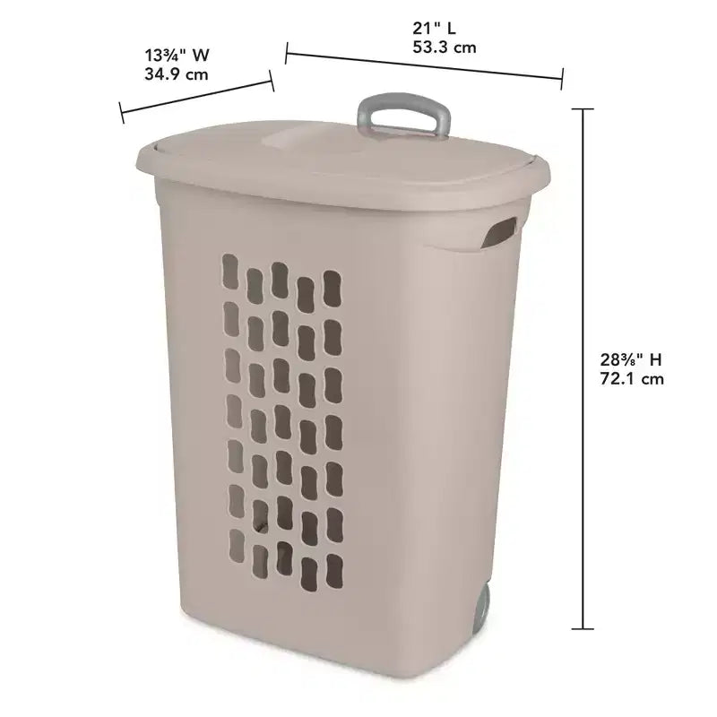 Ultra Wheeled Laundry Hamper with Lid and Handle, Grey, 3 Pack