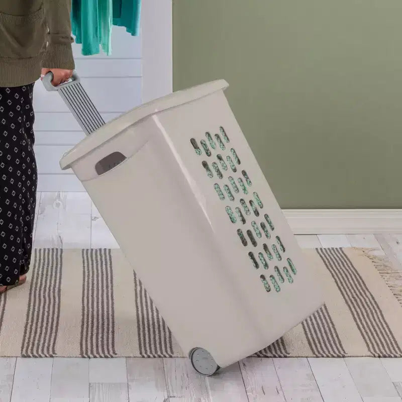 Ultra Wheeled Laundry Hamper with Lid and Handle, Grey, 3 Pack