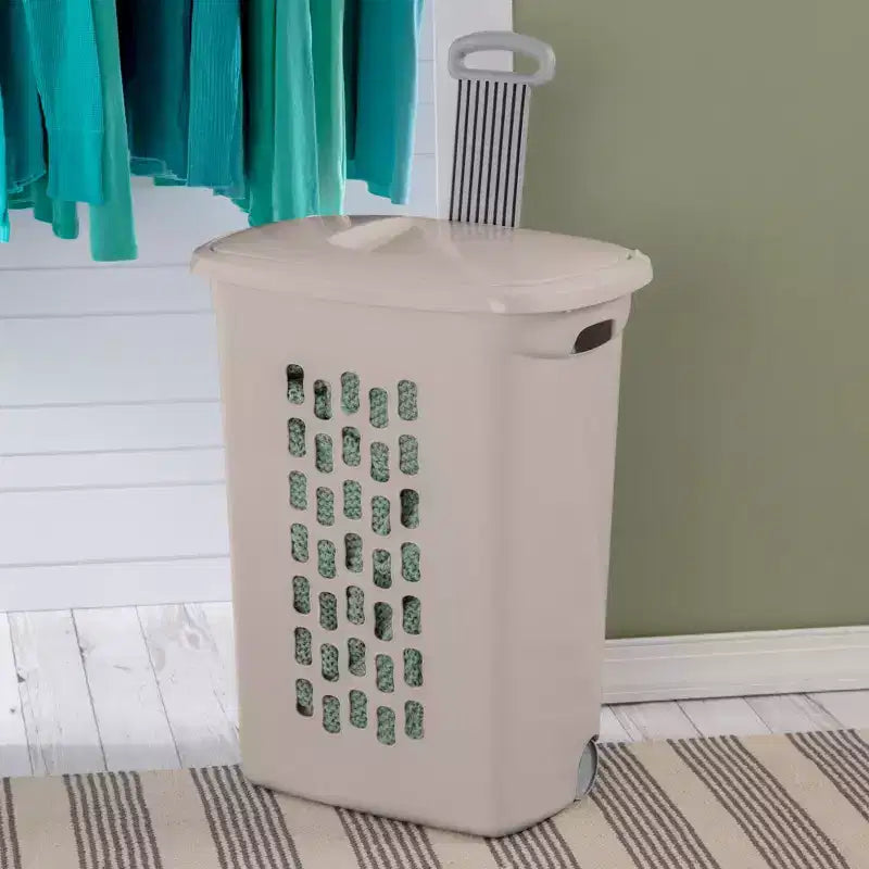Ultra Wheeled Laundry Hamper with Lid and Handle, Grey, 3 Pack