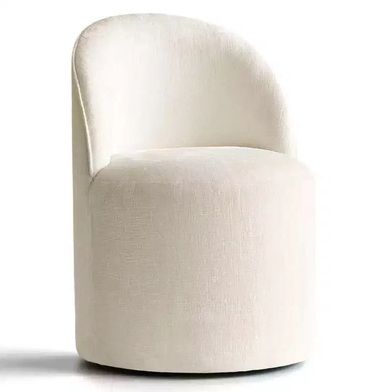 Set of 2 Modern Chenille Upholstered Dining Chairs with Wheels and Curved Barrel Back