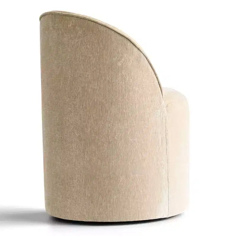 Set of 2 Modern Chenille Upholstered Dining Chairs with Wheels and Curved Barrel Back