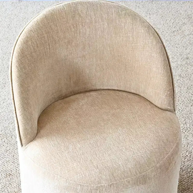 Set of 2 Modern Chenille Upholstered Dining Chairs with Wheels and Curved Barrel Back