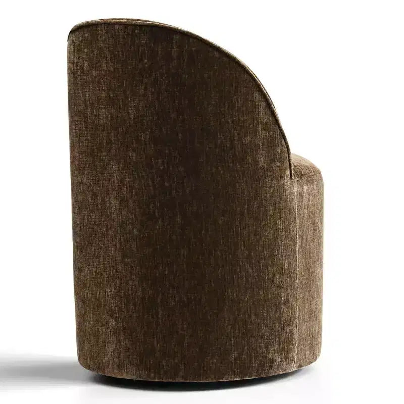 Set of 2 Modern Chenille Upholstered Dining Chairs with Wheels and Curved Barrel Back