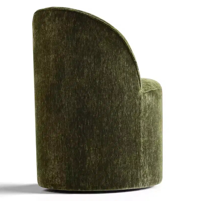 Set of 2 Modern Chenille Upholstered Dining Chairs with Wheels and Curved Barrel Back