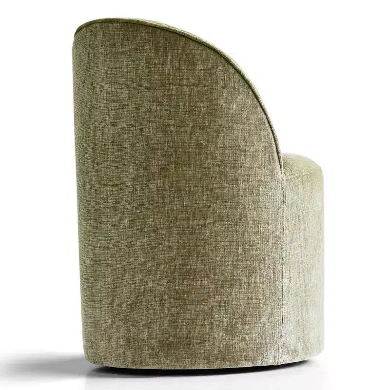 Set of 2 Modern Chenille Upholstered Dining Chairs with Wheels and Curved Barrel Back