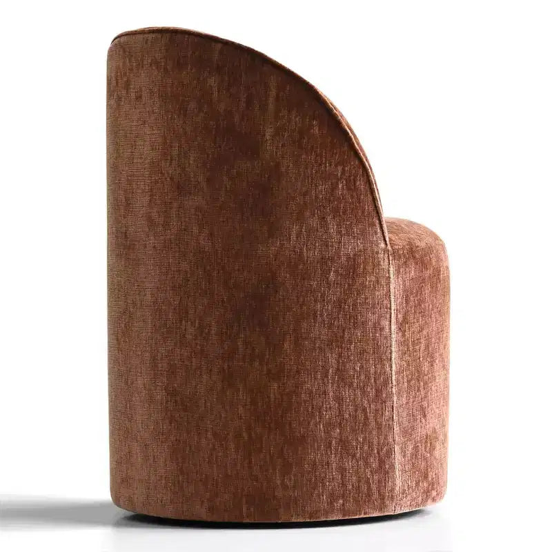 Set of 2 Modern Chenille Upholstered Dining Chairs with Wheels and Curved Barrel Back