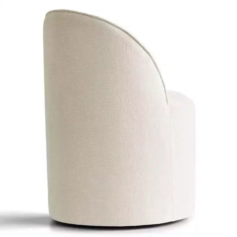 Set of 2 Modern Chenille Upholstered Dining Chairs with Wheels and Curved Barrel Back