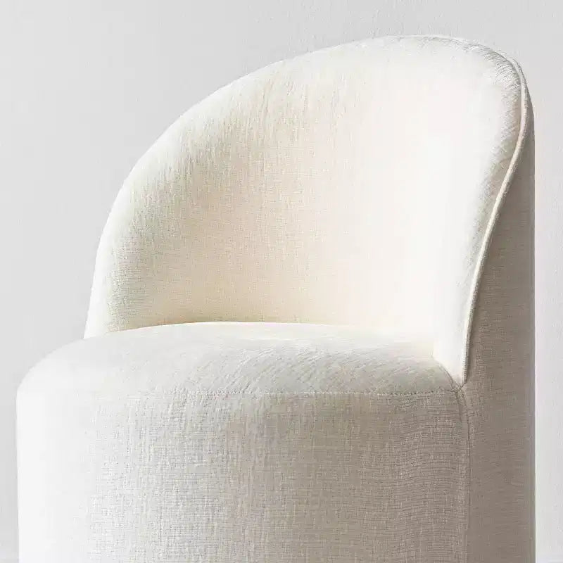 Set of 2 Modern Chenille Upholstered Dining Chairs with Wheels and Curved Barrel Back