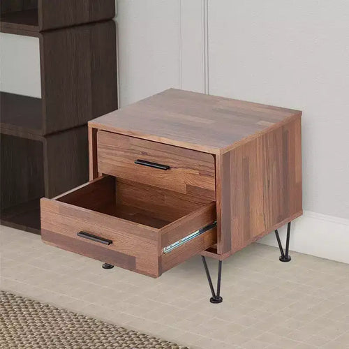 Royal Hampton 2 Drawers Wood Nightstand By Deoss, Brown