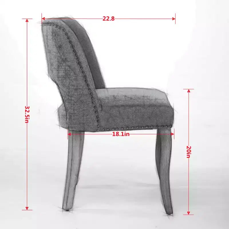 Set of 2 Modern Upholstered Dining Chairs with Curved Backrest and Wood Legs