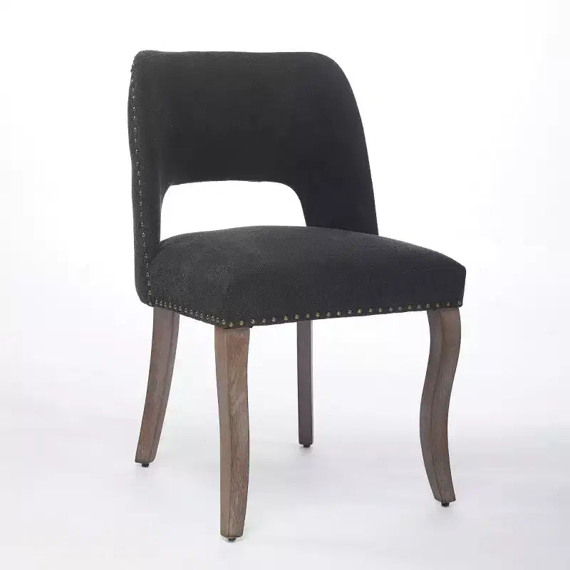Set of 2 Modern Upholstered Dining Chairs with Curved Backrest and Wood Legs
