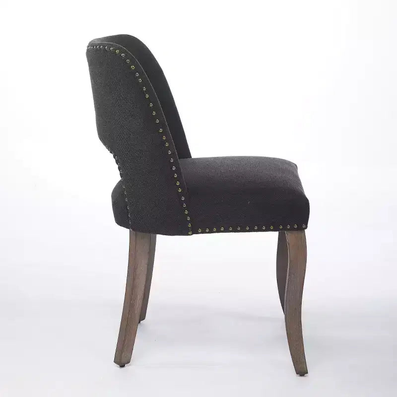 Set of 2 Modern Upholstered Dining Chairs with Curved Backrest and Wood Legs