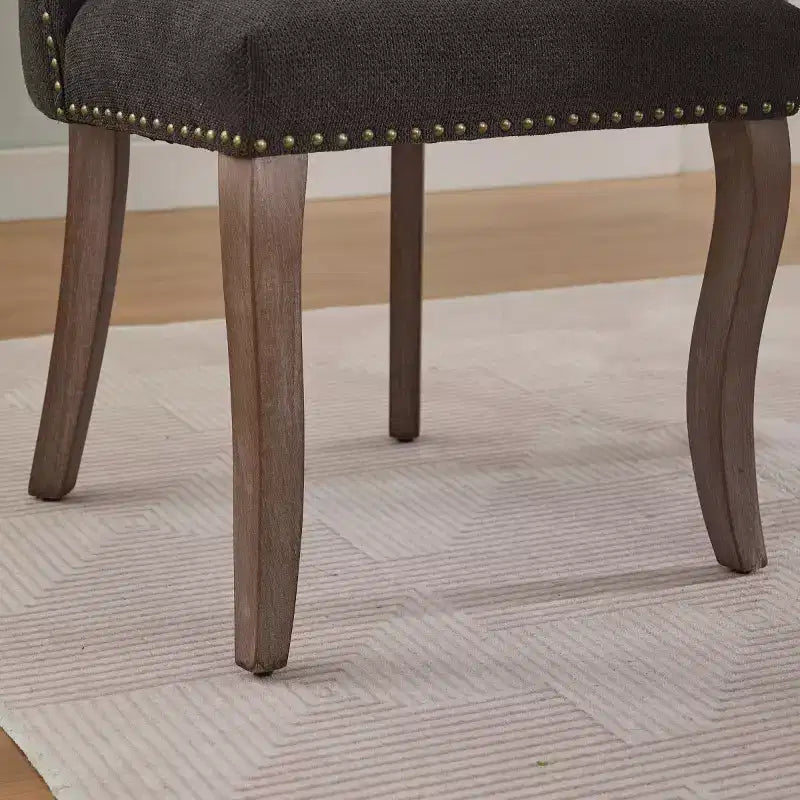 Set of 2 Modern Upholstered Dining Chairs with Curved Backrest and Wood Legs