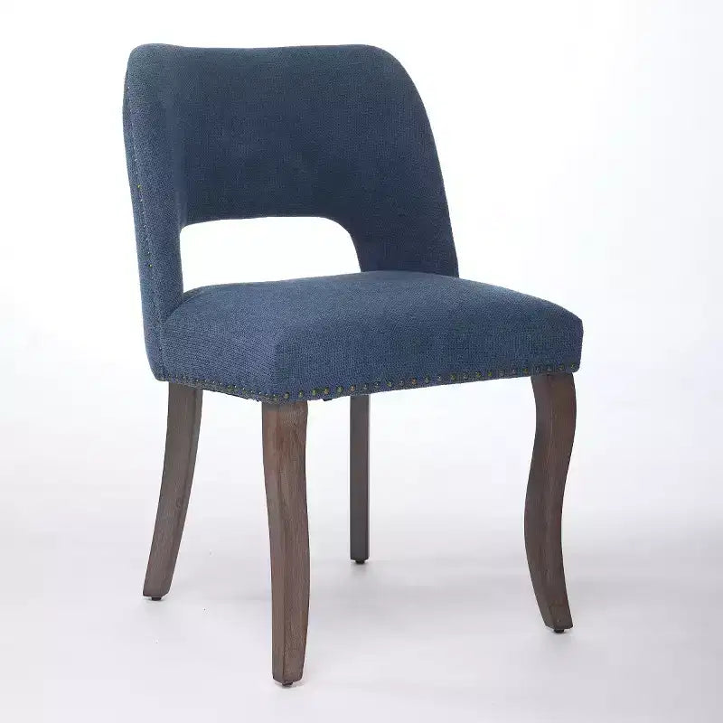 Set of 2 Modern Upholstered Dining Chairs with Curved Backrest and Wood Legs