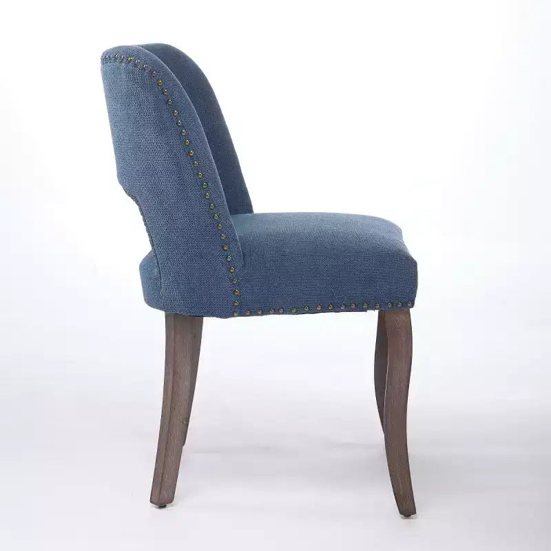 Set of 2 Modern Upholstered Dining Chairs with Curved Backrest and Wood Legs