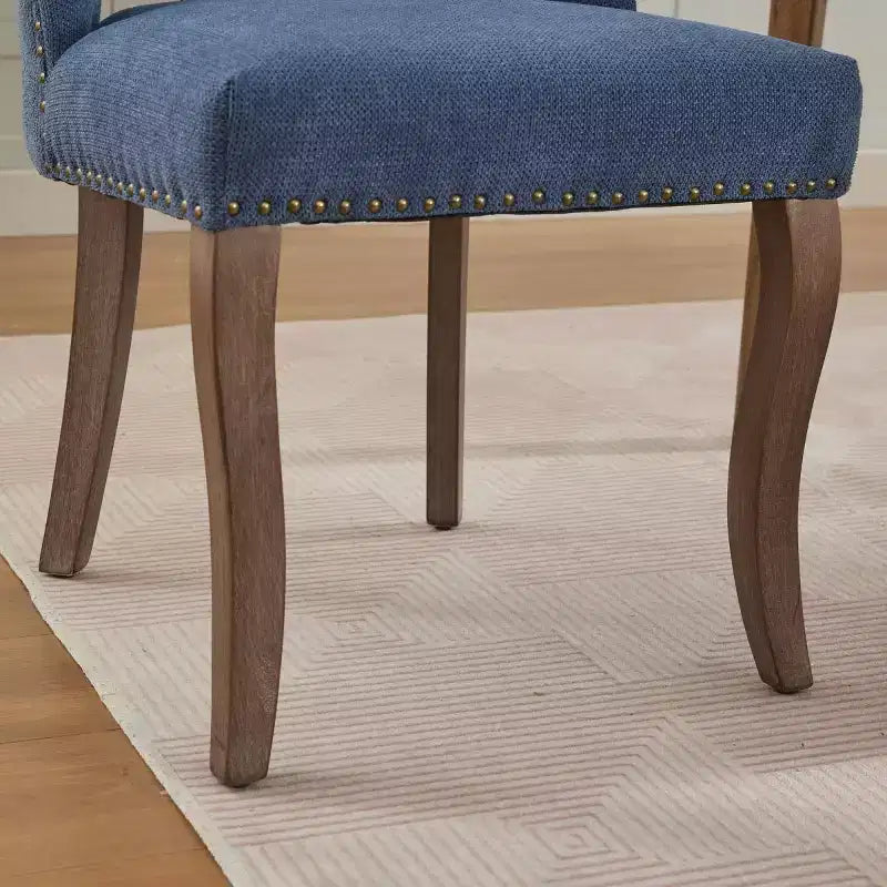 Set of 2 Modern Upholstered Dining Chairs with Curved Backrest and Wood Legs