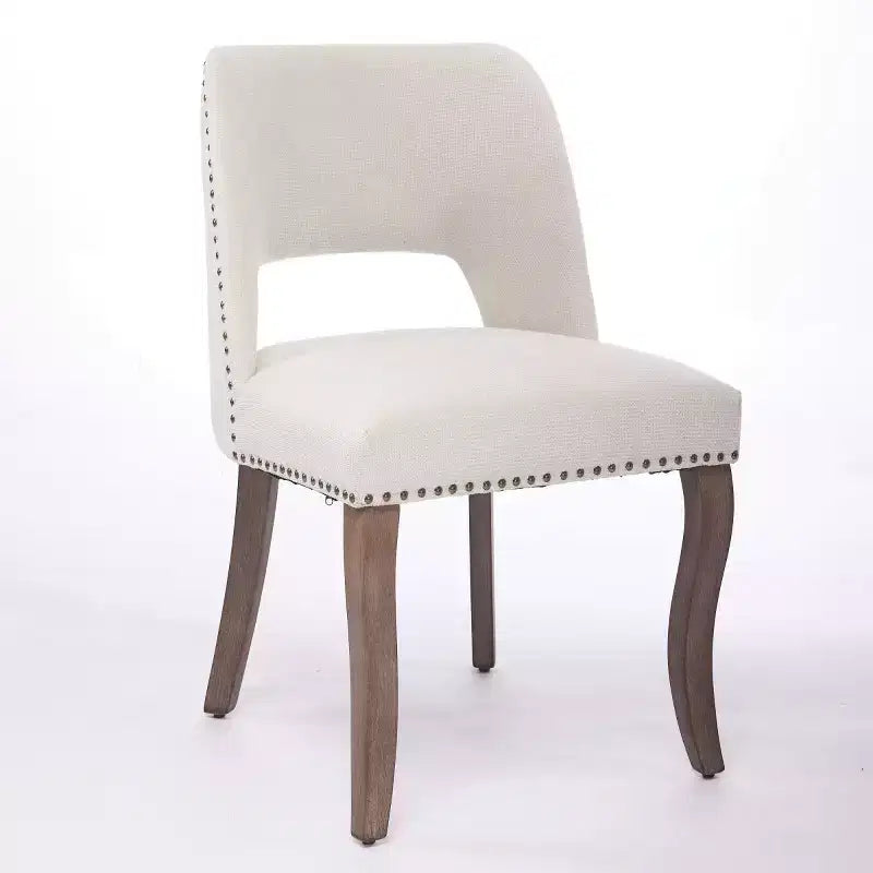 Set of 2 Modern Upholstered Dining Chairs with Curved Backrest and Wood Legs
