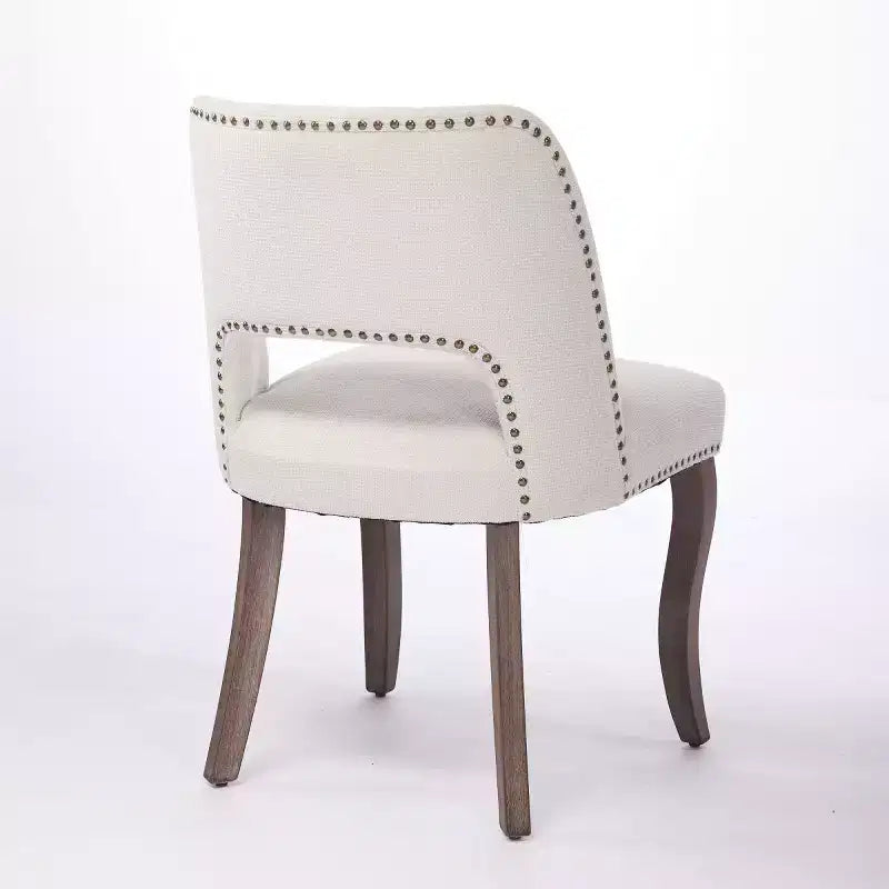 Set of 2 Modern Upholstered Dining Chairs with Curved Backrest and Wood Legs