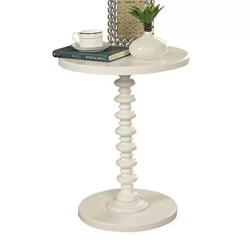Side Table With Round Top, White