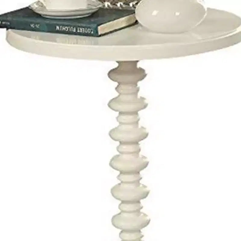Side Table With Round Top, White
