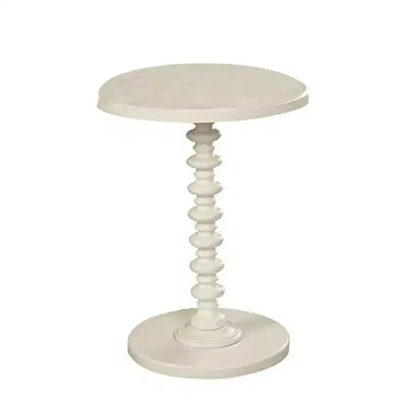 Side Table With Round Top, White