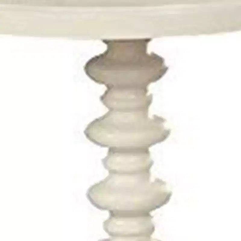 Side Table With Round Top, White